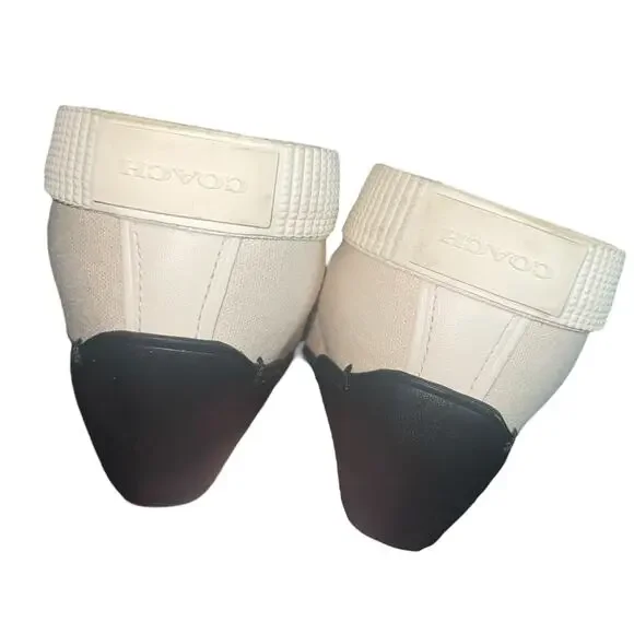 Coach FG3846 Logo Canvas Sneakers Women’s Sz 9B White Black Lace Up Casual Shoes - Picture 7 of 15